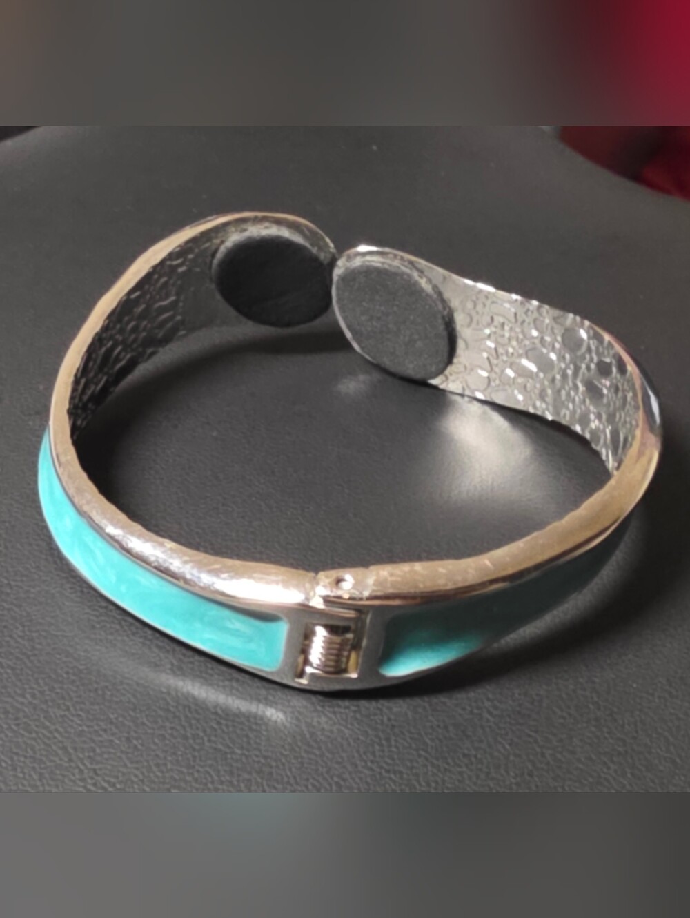Silver-Tone Bracelet with Turquoise Inlay - Picture 5 of 6
